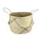 17" Beige & Black Seagrass Belly Basket with Handles